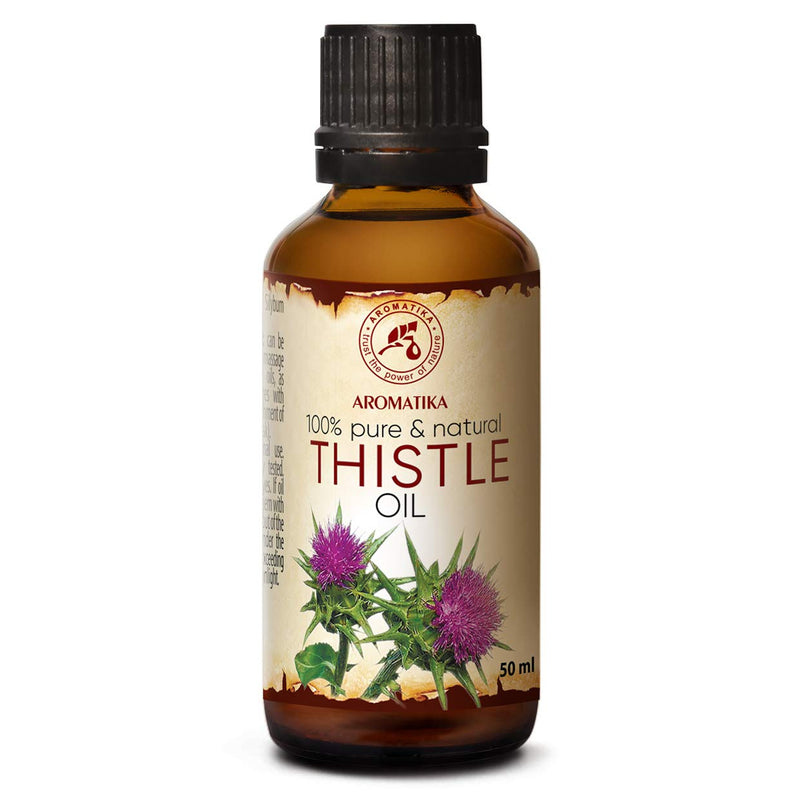 Thistle Oil 1.7 oz (50ml) - Silybum Marianum Seed Oil - 100% Pure & Natural - Great Benefits for Skin - Hair - Face - Body Care - Glass Bottle - Oils Thistle