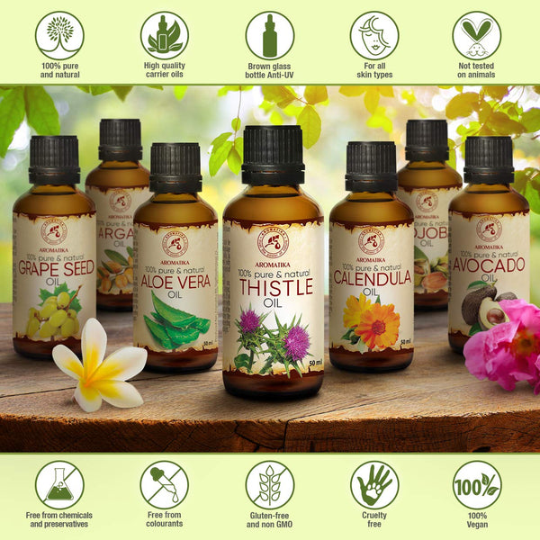 Thistle Oil 1.7 oz (50ml) - Silybum Marianum Seed Oil - 100% Pure & Natural - Great Benefits for Skin - Hair - Face - Body Care - Glass Bottle - Oils Thistle