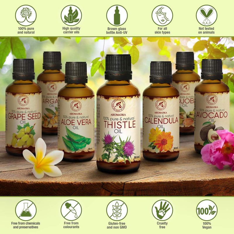 Thistle Oil 1.7 oz (50ml) - Silybum Marianum Seed Oil - 100% Pure & Natural - Great Benefits for Skin - Hair - Face - Body Care - Glass Bottle - Oils Thistle
