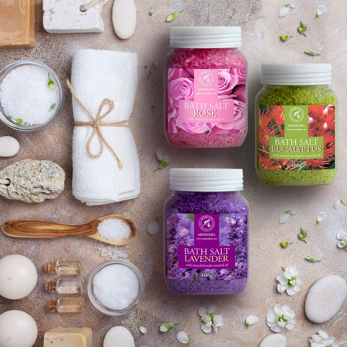 Bath salt set - Lavender - Rose - Eucalyptus | Aromatika Bath Salt